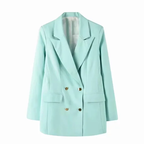 Imagen 2 del producto Conjunto de traje y pantalones de traje con doble botonadura y manga larga con cuello de viajero a la moda para mujer, nuevo producto de otoño