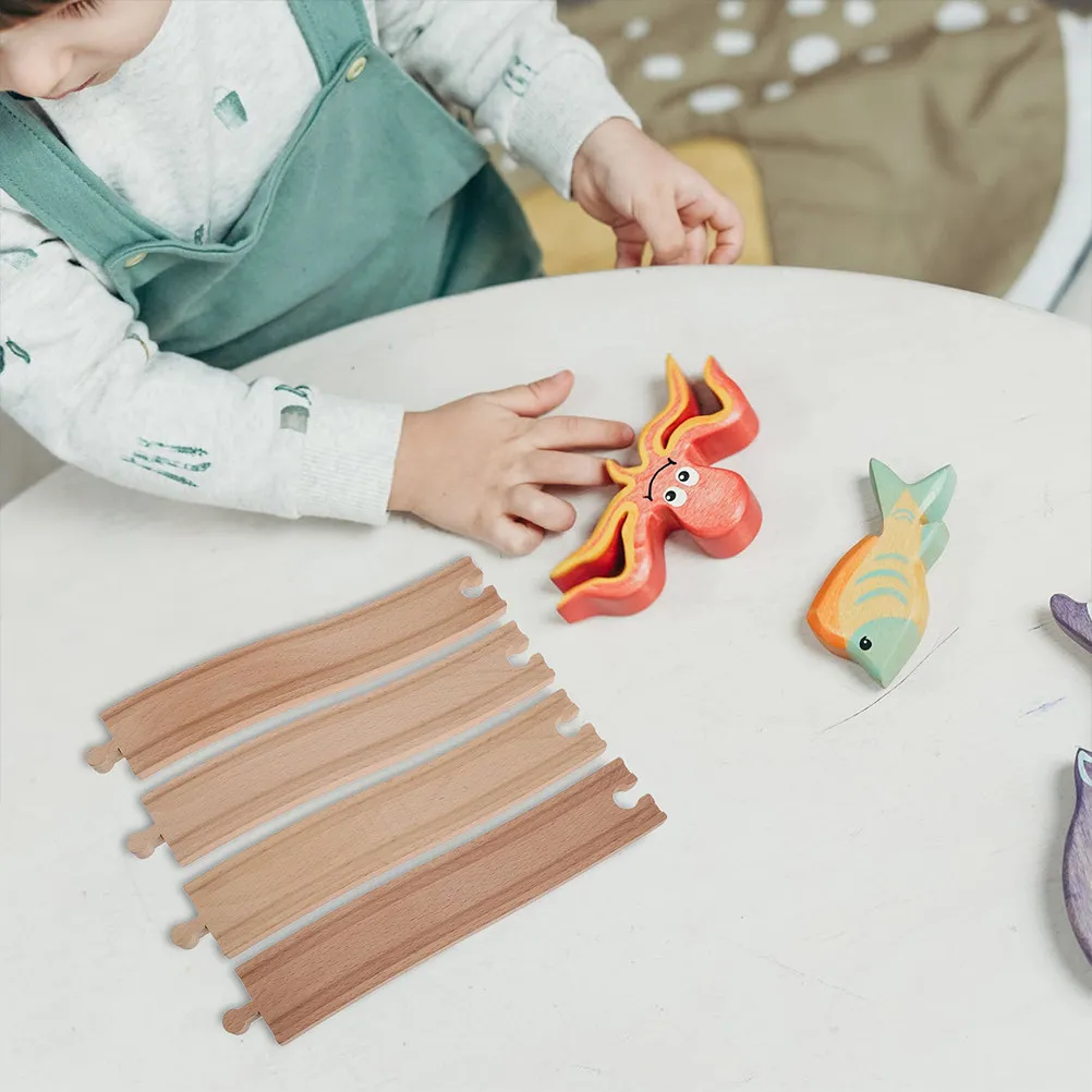 

2Pcs Wooden Train Track Expansion Set Eco Friendly Smooth Sanded Safe DIY Assembly for Kids Railway Scene Building Play