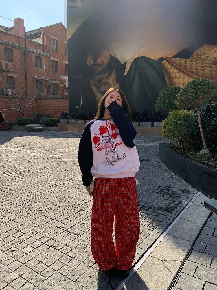 

Lazin Sle Hoodl Sweatirt round Ne Embroidered Top Long Sve Korean Version Spring New Arrival for Young Women