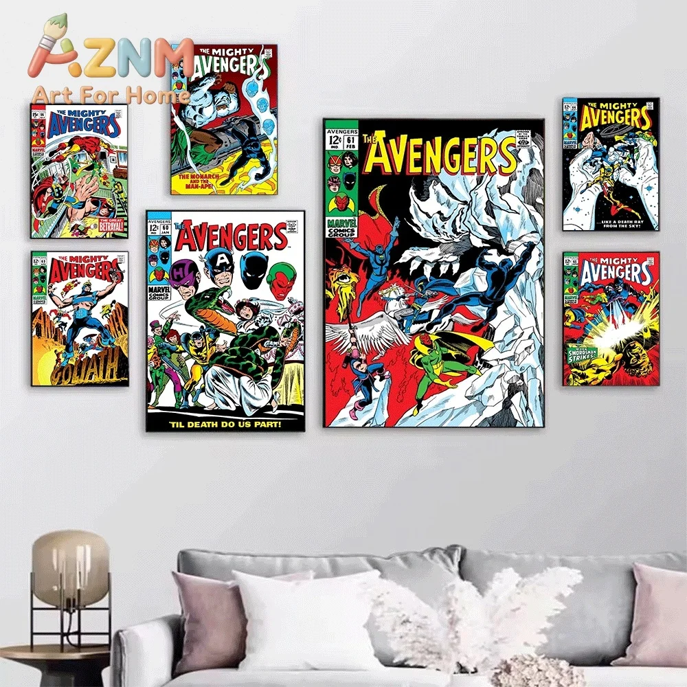 AZNM The Avengers #57 Behold The Vision Comic Canvas Wall Art No Frame Vintage Superhero Print Poster Home Wall Decor