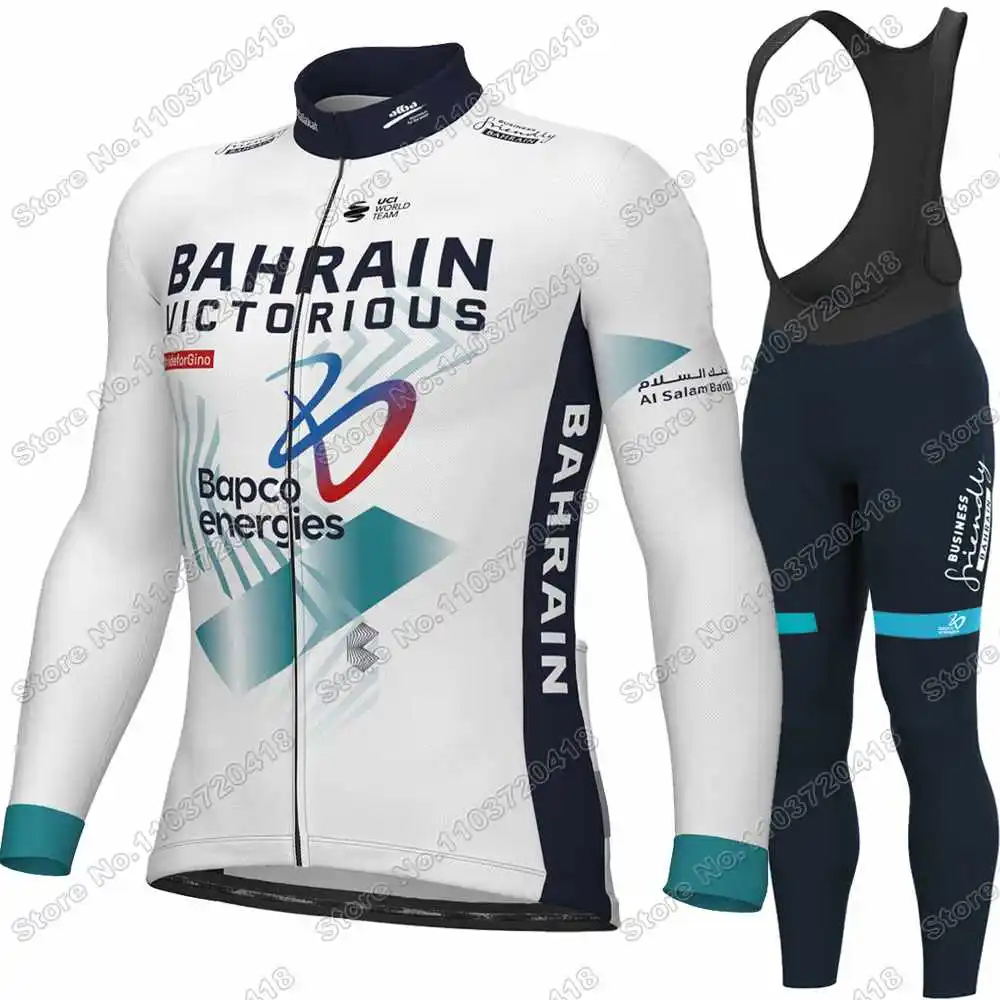 2025 Team Bahrain Victorious Cycling Jersey Set Autumn Winter Cycling Clothing Men Road Bike Jacket Suit Bicycle Bib Tights