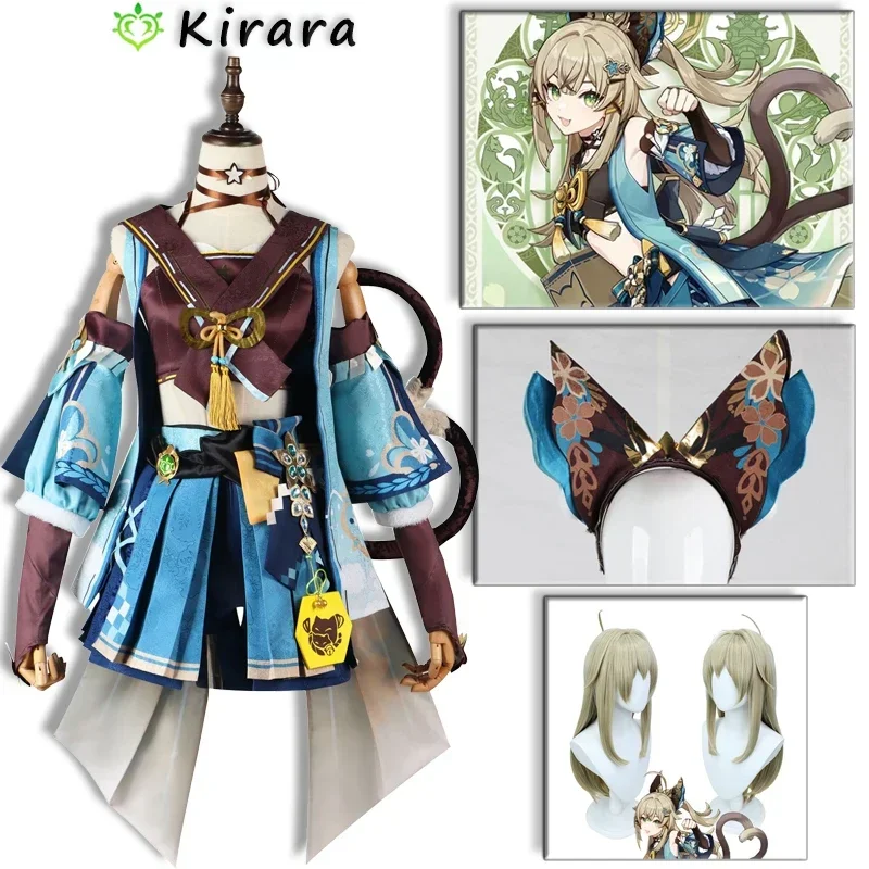 

Genshin Impact Cosplay Kirara Costume Kirara Ears Tails Suit Women Wig Game Courier Cat Upon Halloween Carnival Party Outfit