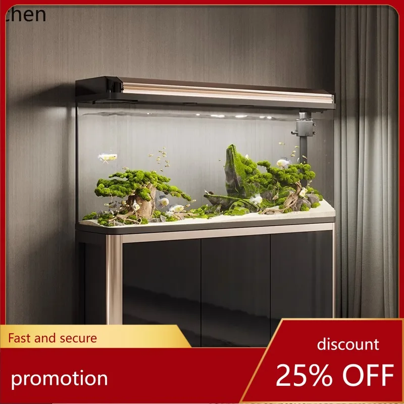 ZML Living Room Large Household Fish Tank No Water Change Needed Ecological Glass Goldfish Tank with Cabinet
