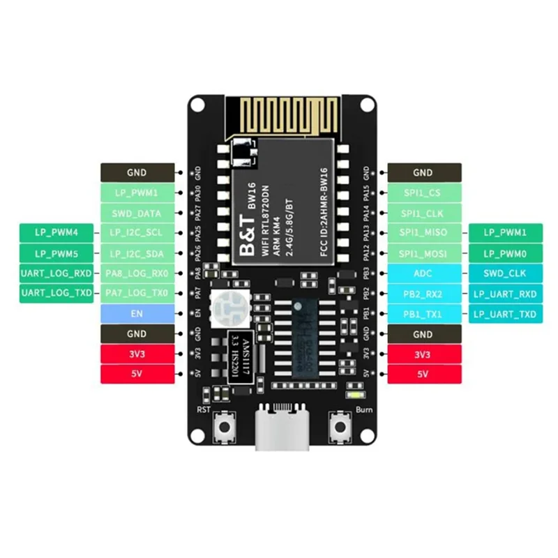 B49C 4X BW16-Kit Development Board RTL8720DN Dual-Band Wi-Fi Low-Power Bluetooth BLE Module Type-C Interface