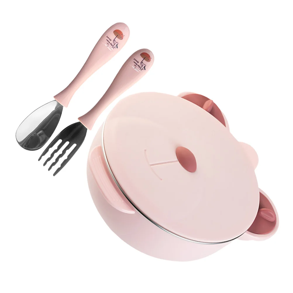 

1Set Baby Feeding Bowl Stainless Steel Suction Base Keep Warm Food Bowl for Toddlers Infant Mealtime Independent Eating Training