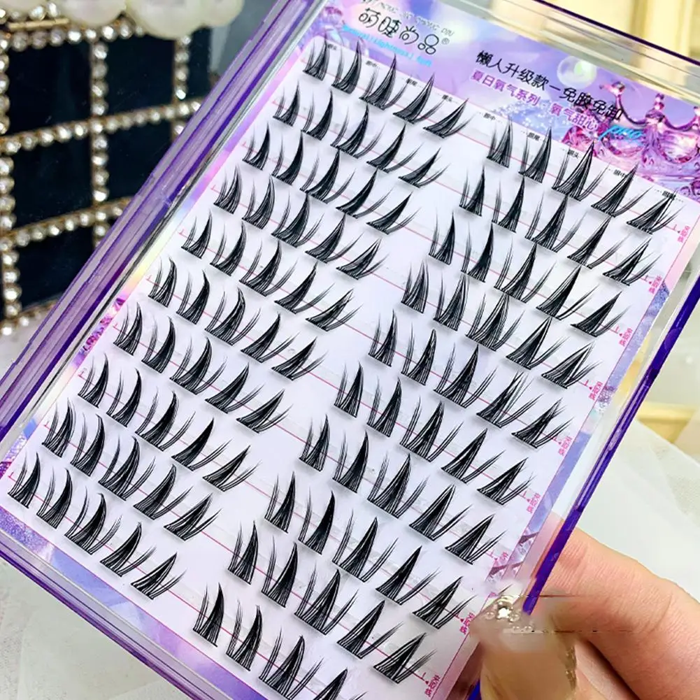 Self-adhesive Glue-free False Eyelashes - Winged Fluffy Natural Thick, Solves Glue Mess & Hard Application, Reusable, Enlarges
