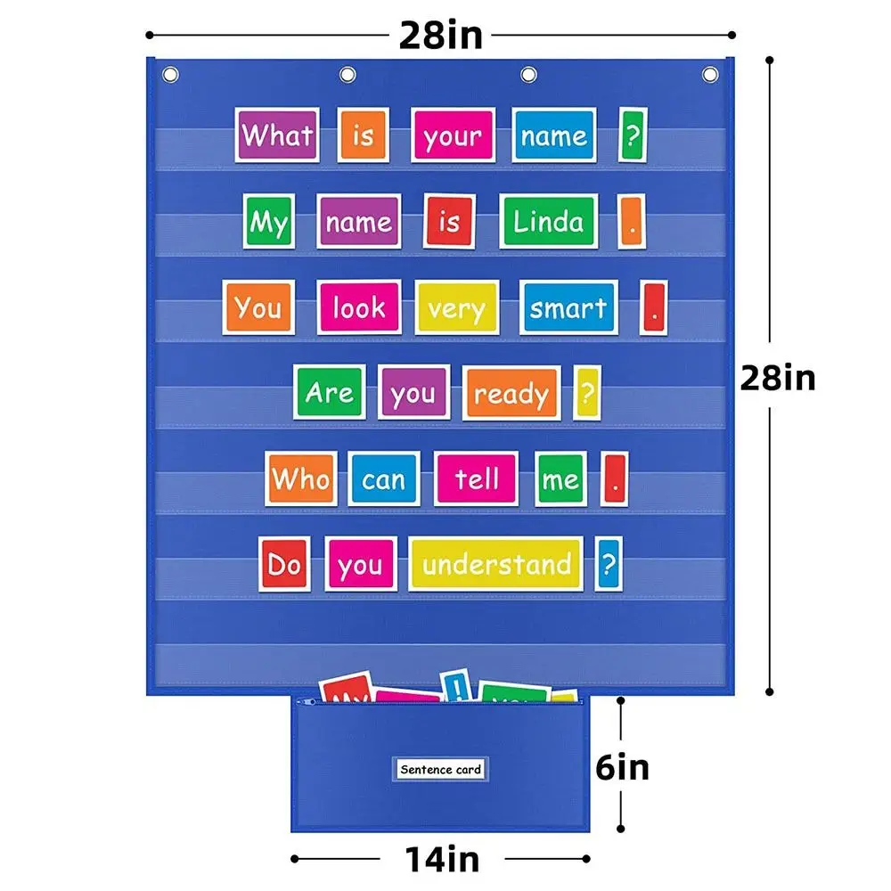 Large Standard Pocket Chart for Classroom & Homeschool Teaching Supplies Durable Classroom Pocket Chart for Word Wall