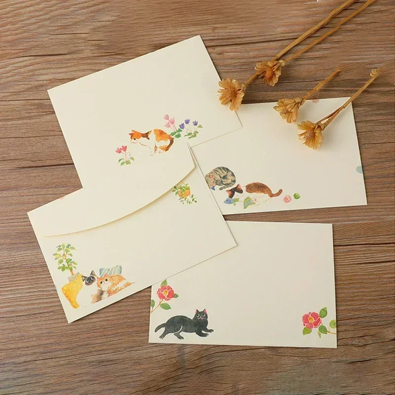 10 pz Buste Kawaii per Blocchi per Lettere Gatti Simpatici Lettera Pad Copertura FAI DA TE Festa di Nozze Invito Carta di Copertura Confezione Regalo di Cancelleria