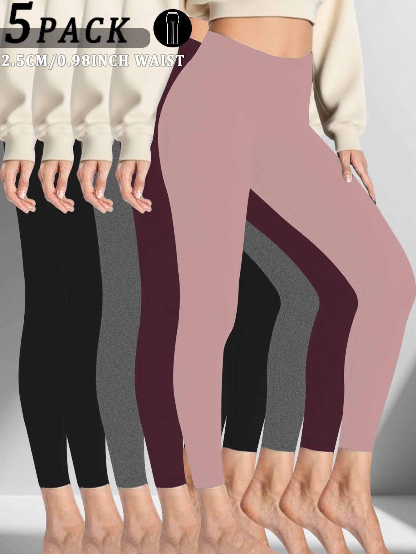 

5 Pack Women's Super Soft Leggings High Elasticity No See Through Workout Yoga Running Athletic Push Up Gym Fitness Leggings