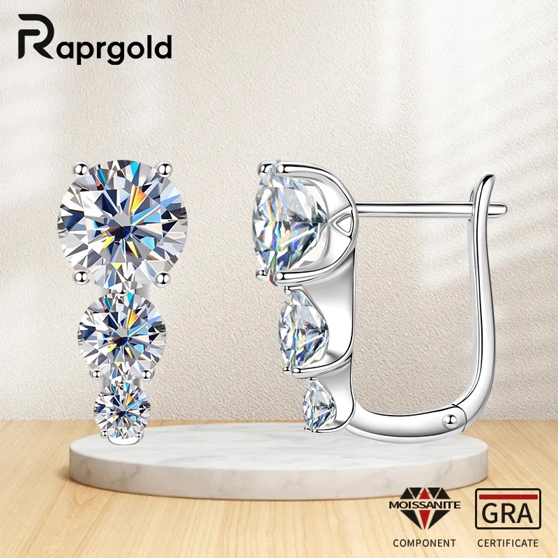 

Сертифицированные серьги-кольца RAPRGOLD GRA с градиентом и муассанитом U-образной формы для женщин, настоящее серебро 925, ювелирные изделия, подарок Pendientes