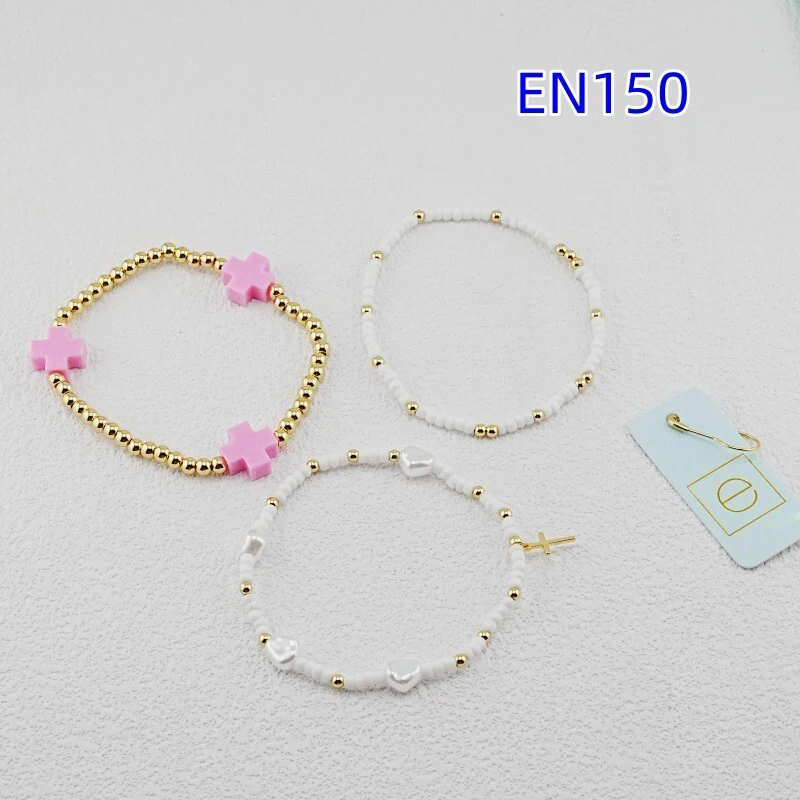 VKVVA Fashion Jewelry 3pcs Pink Cross Gold-plated Bracelet Set for Women Birthday Gifts, Unique Gift