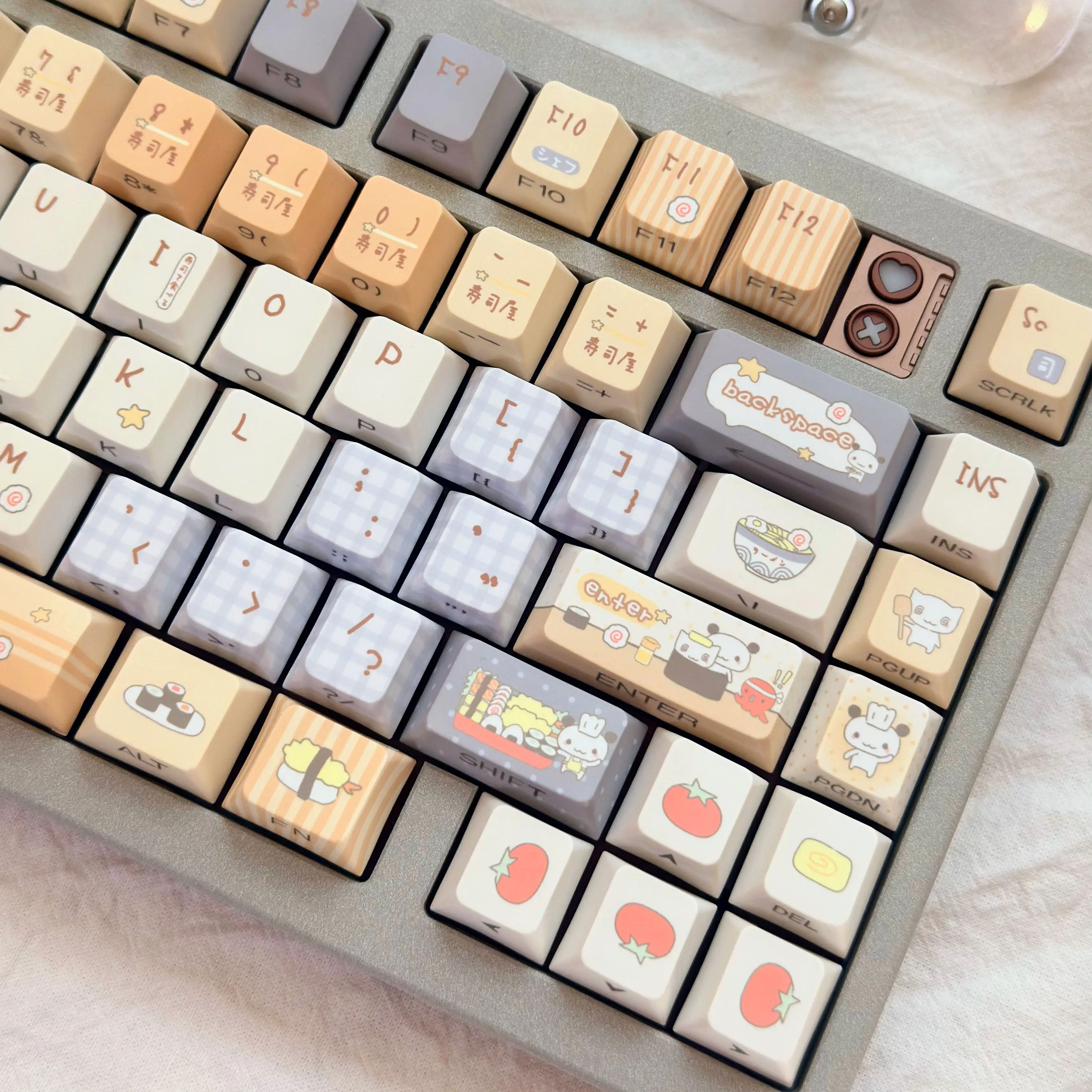 MAIMOOO Sushi Shop Keycap MOA Cherry Profile PBT Thermal Sublimation Custom Cute Panda Cat Keycaps for Mechanical Keyboard
