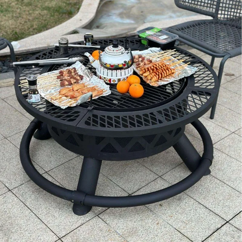 Outdoor Courtyard Barbecue Rack, Home Fire Pit, Stove Gathering for Tea Brewing, Firewood Charcoal Heating Stove