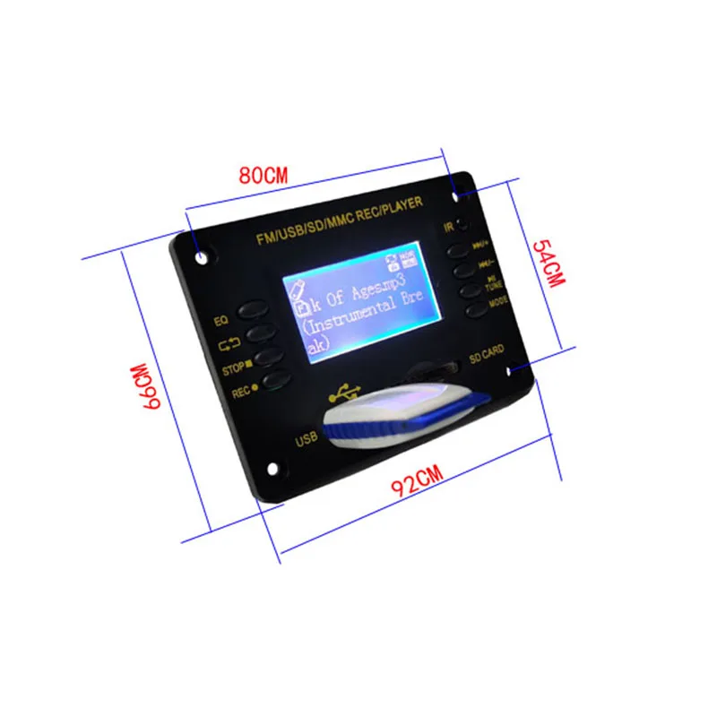 DC12V 5V Bluetooth MP3 Decoding Board USB/SD/AUX/FM DIY MP3 Decoder board for car digital LCD Record MP3 KIT