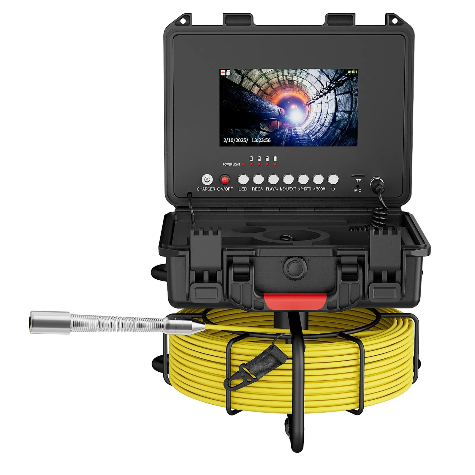 7 Inch Sewer Inspection Camera, 17MM Drain Piping Endoscope Camera IP68 Waterproof Industrial Sewer Camera with 12 LEDs 32GB DVR