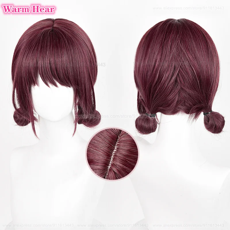 Anime NINA ISERI Synthetic Hair Short 30cm Deep Rose Color Cosplay Anime Wig Heat Resistant Hair Halloween Party Wigs + Wig Cap