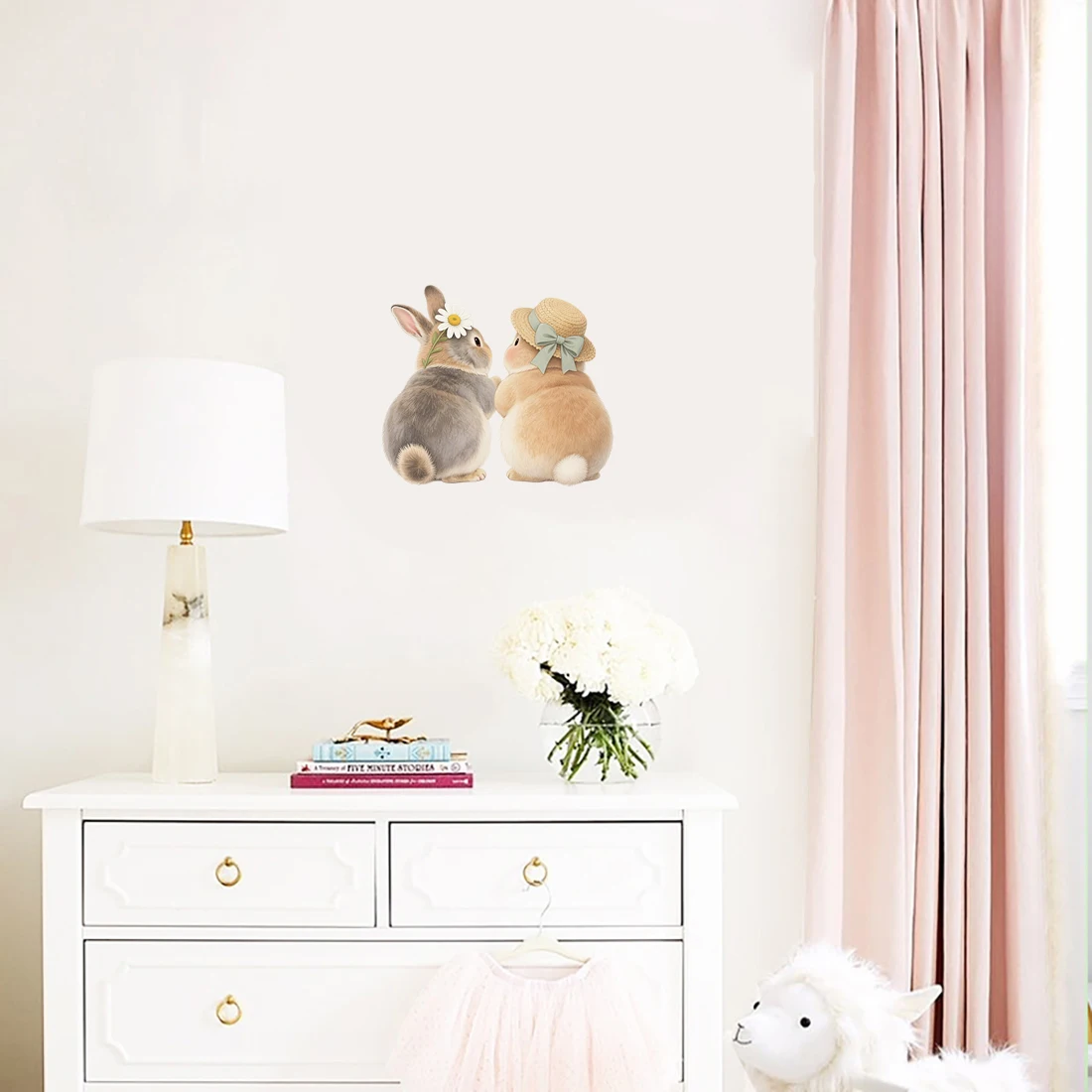 Three Ratels CEE121 Cute bunny cartoon animal wall stickers for home decoration car decals