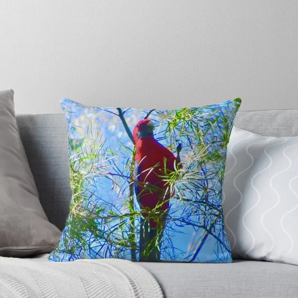 A Crimson Rosella feeding in the Bush! Throw Pillow ornamental pillows christmas pillow case Pillowcases Bed Cushions pillow