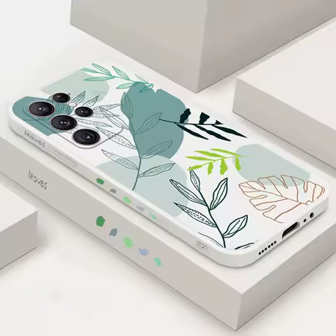 Leaves Flowers Case for Samsung Galaxy S25 S24 S23 S22 Ultra S21 FE Plus A52S A33 A53 A14 A34 A54 A15 A35 A55 A16 A56 Soft Cover