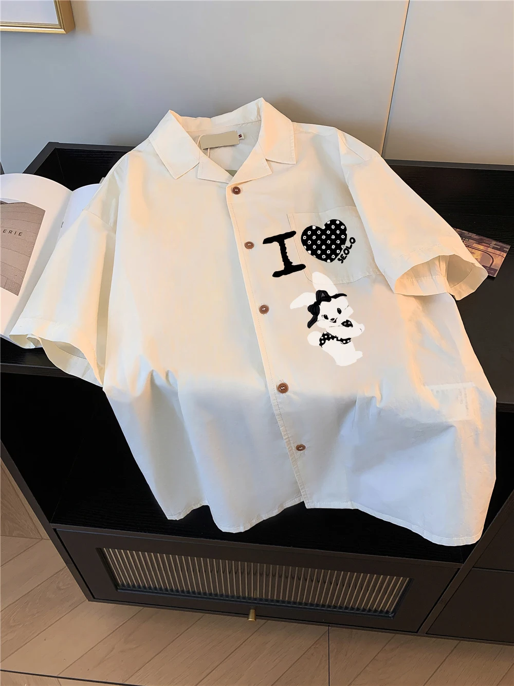 Chic imprimé ort Sve irt coréen Sle coupe ample femmes été Faion marque Vintage paresseux minceur haut