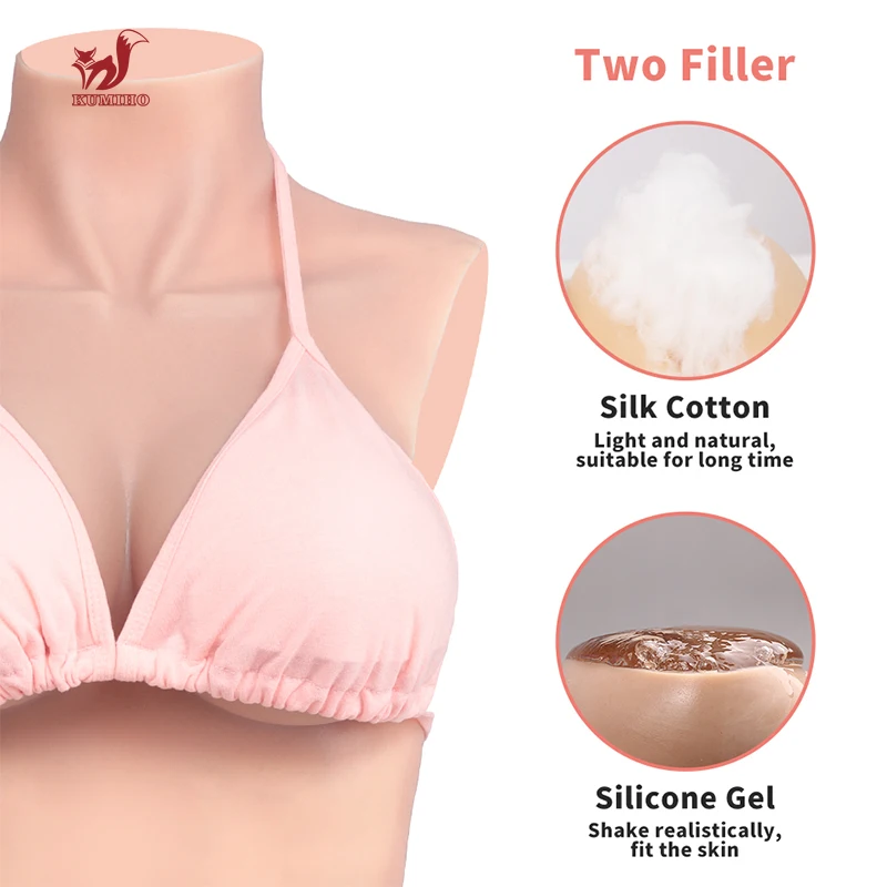 KUMIHO Silicon Bodysuit C D Cup 3-Point Cosplay Sissy Silicone Fake Vagina Breast Forms Boobs  Body For Crossdresser Drag Queen