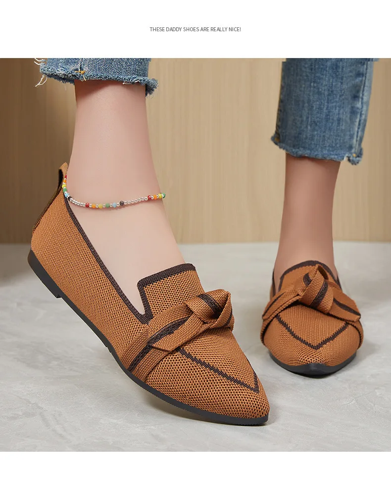 Shoes Women 2024 summer new breathable casual shoes a slip-on fashion pointed shoes flat shoes