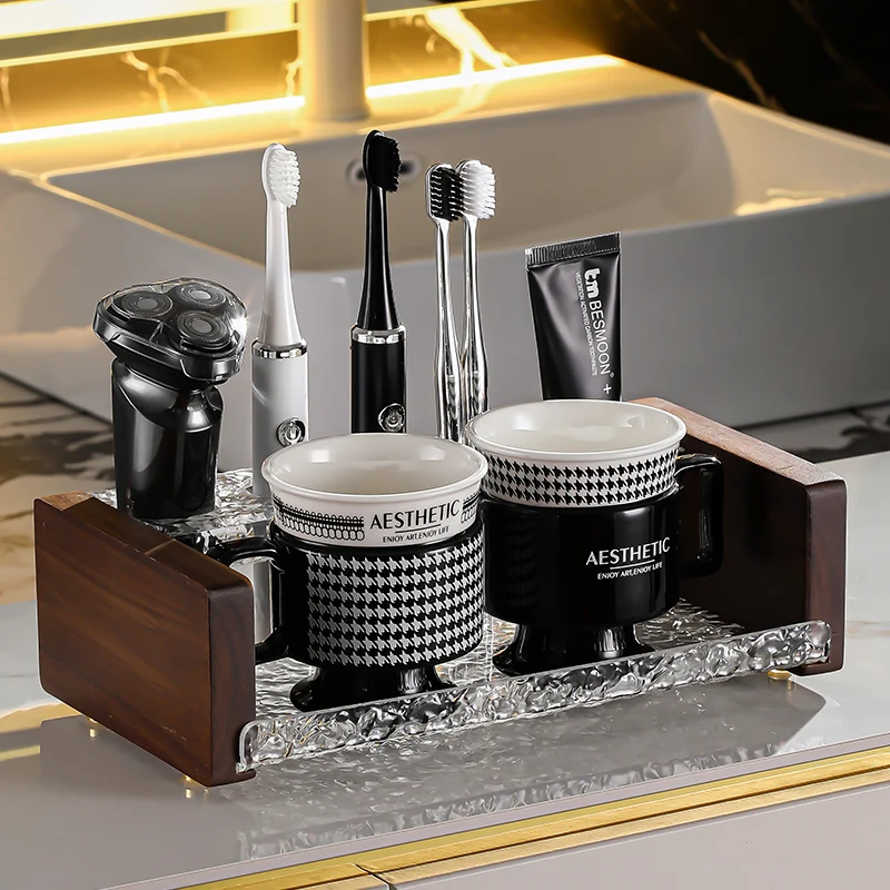 

Роскошный набор держателей для электрических зубных щеток-керамический органайзер для ванной комнаты премиум-класса с подставкой для парных зубных щеток и глазурованная чашка для современной раковины