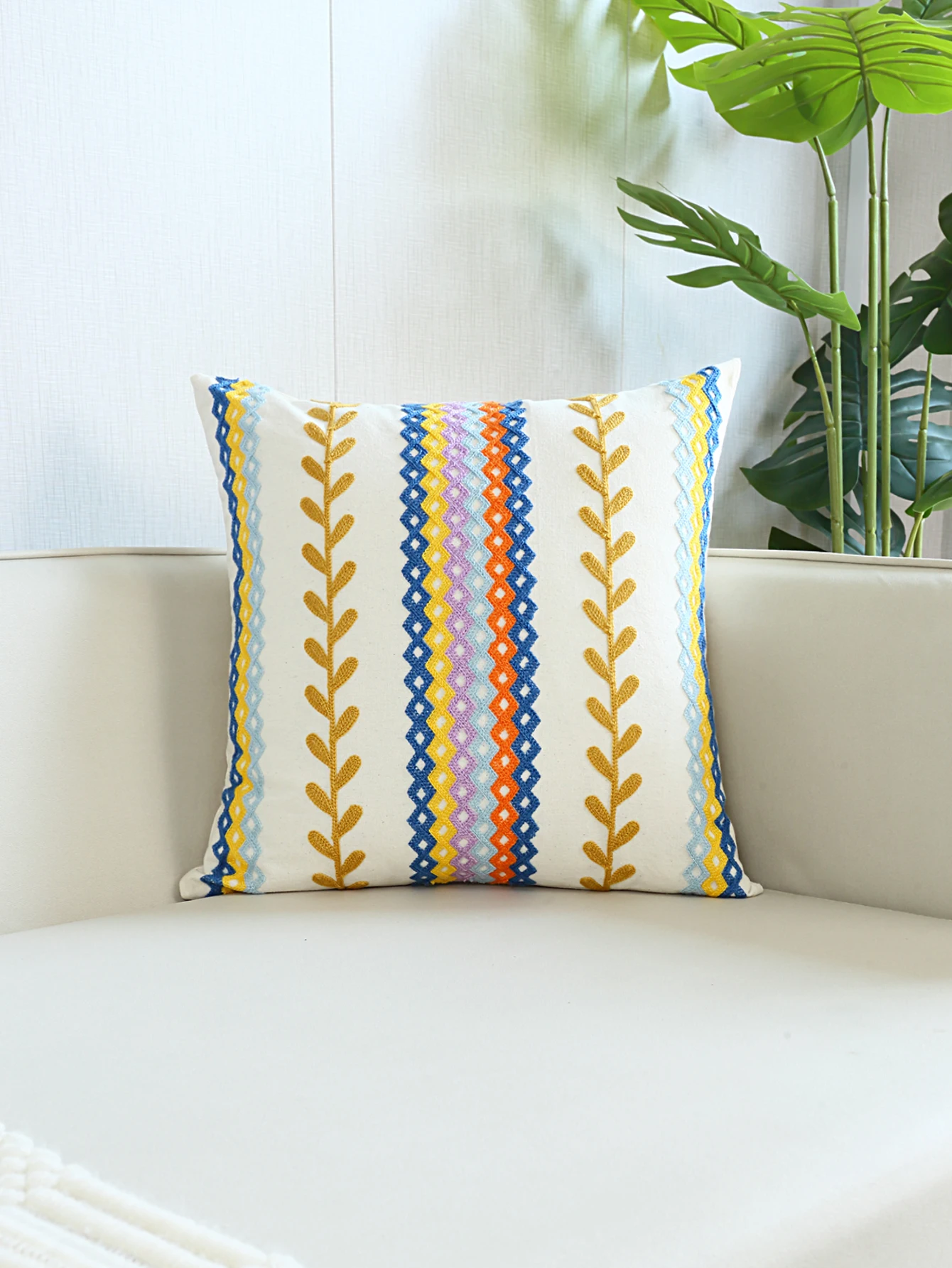 1pc, Bohemian Embroidery Cushion Cover, Decorative Pillow for Bed, Sofa, Couch, Car - Stylish Home Decor