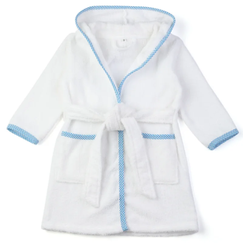 Boys Girls Pajamas White Terry Robe Pijamas Children Clothes Sleepwear Night Robe With Belt Hooded Loungewear Kids Bathrobe