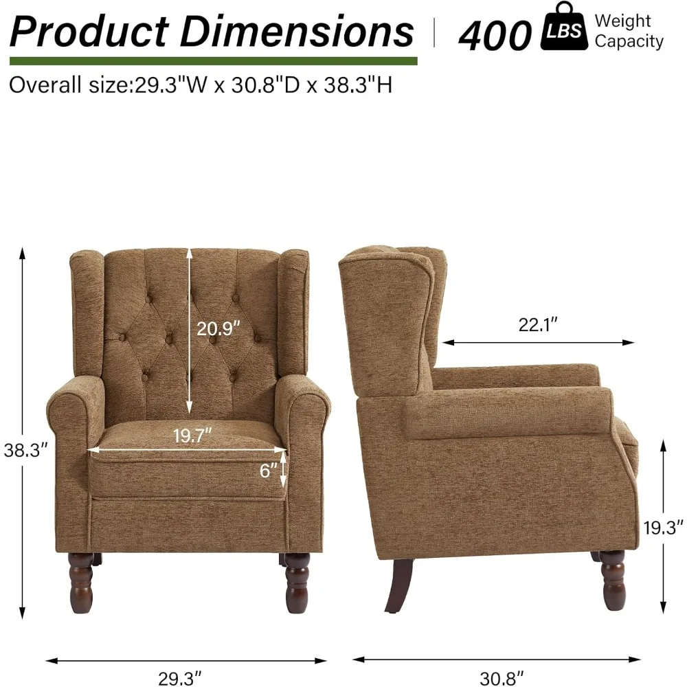 Poltrona imbottita con schienale alto capitonnè con bottoni e gambe in legno massello per una lettura confortevole