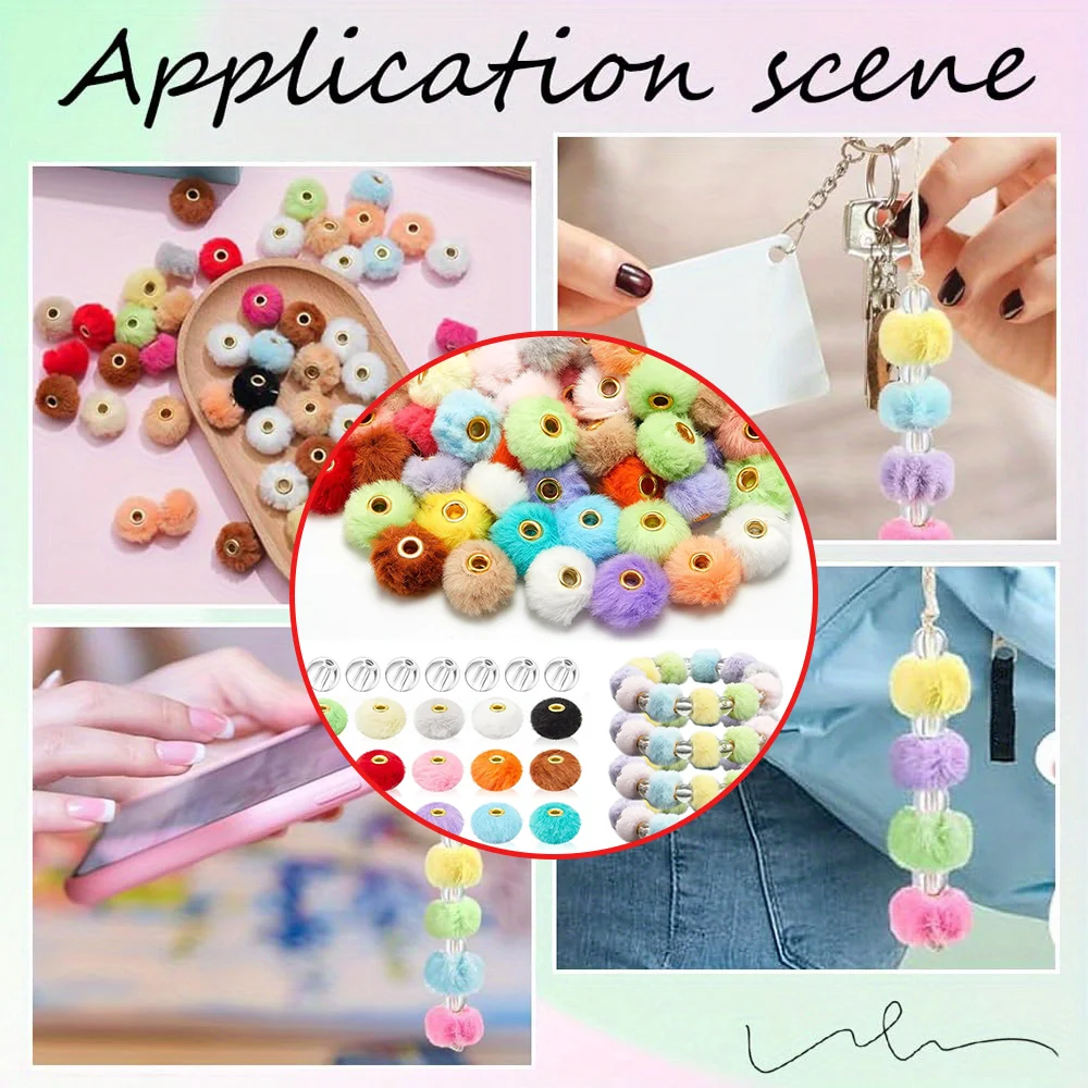 15/25/35pcs Multi-color Polyester Fiber Beads and Glass Beads, Used for DIY Accessories, Christmas and Thanksgiving Decorations