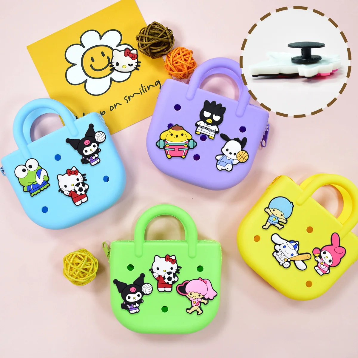 New Product Cartoon Kuromi Cinnamon DIY accessories PVC Praise Shoe charmas clow for clogs Slides Gift Idea Easy to install