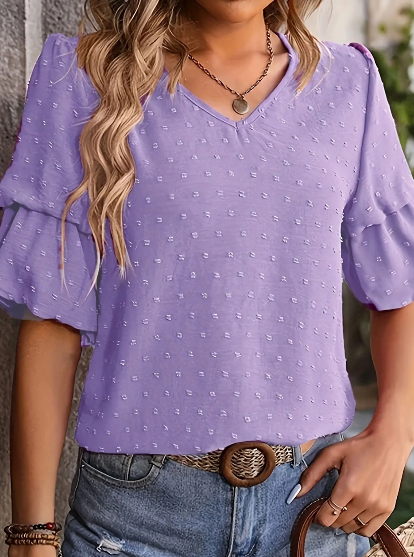 Purple Women's plus size shirt summer chic elegant shirt casual women's fashionable shirt Purple