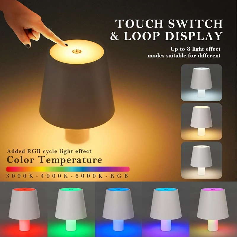 LED Wireless Bottle Light Touch Table Lamp RGB And 3 Colors Bottle Lamp For Indoor/Outdoor Restaurants And Bars