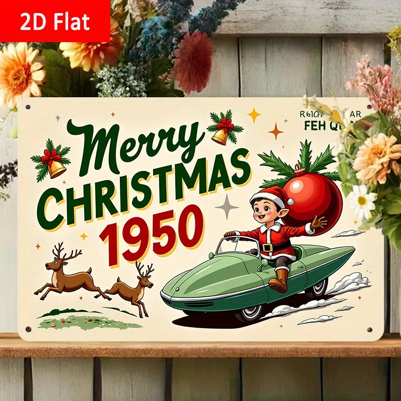 Retro Christmas Tin Sign - 