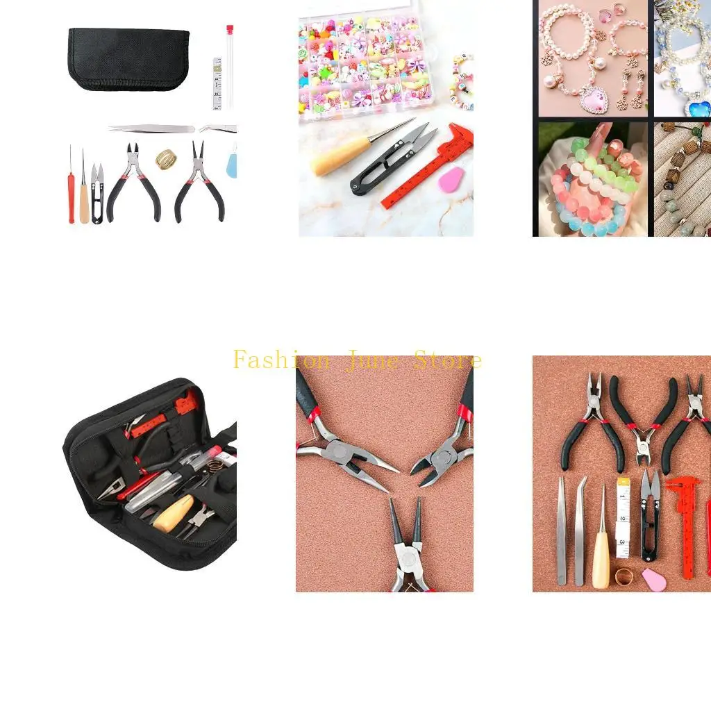 

N5KA Набор небольших ювелирных инструментов ручной работы, плоскогубцы, коробка для хранения клея, кольца