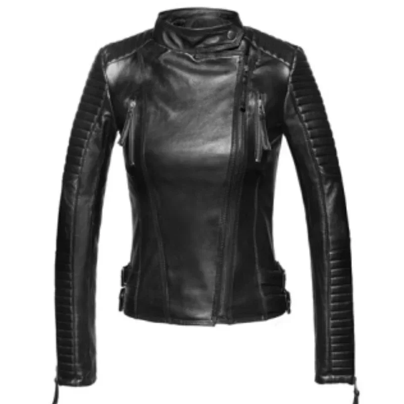 Pelle di pecora Tcyeek vera moto donna in pelle primavera cappotto corto abbigliamento donna giacche Slim Chaquetas