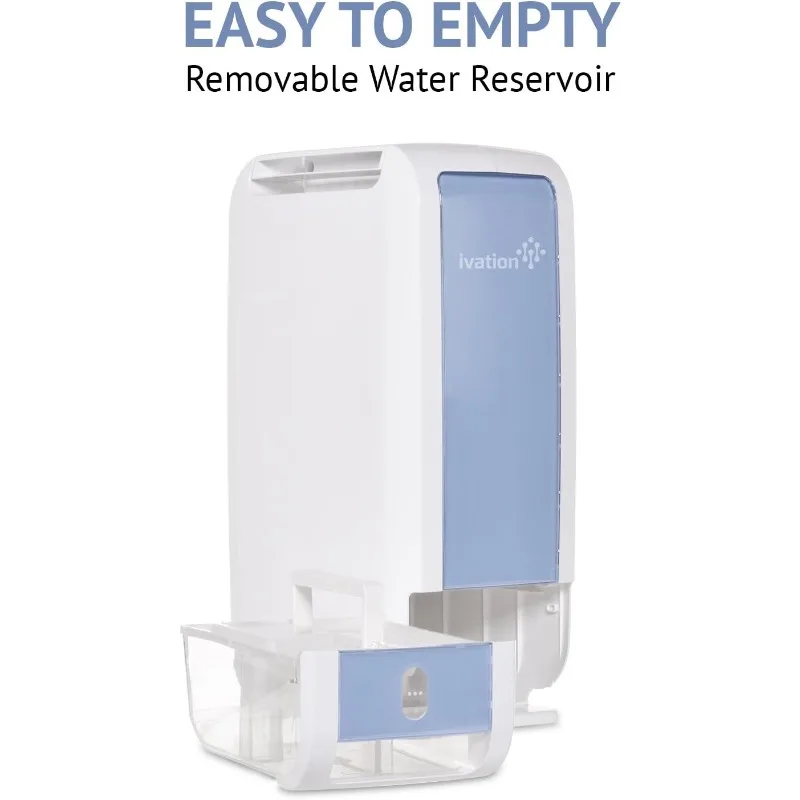 Small-Area Desiccant Dehumidifier Compact and Quiet - With Continuous Drain Hose for Spaces Up To 270 Sq