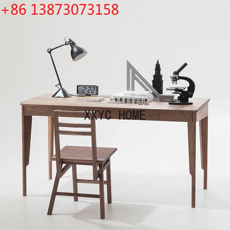 

North America Black Walnut Wooden Desk Computer Desk Rectangular Home Light Luxury Workbench