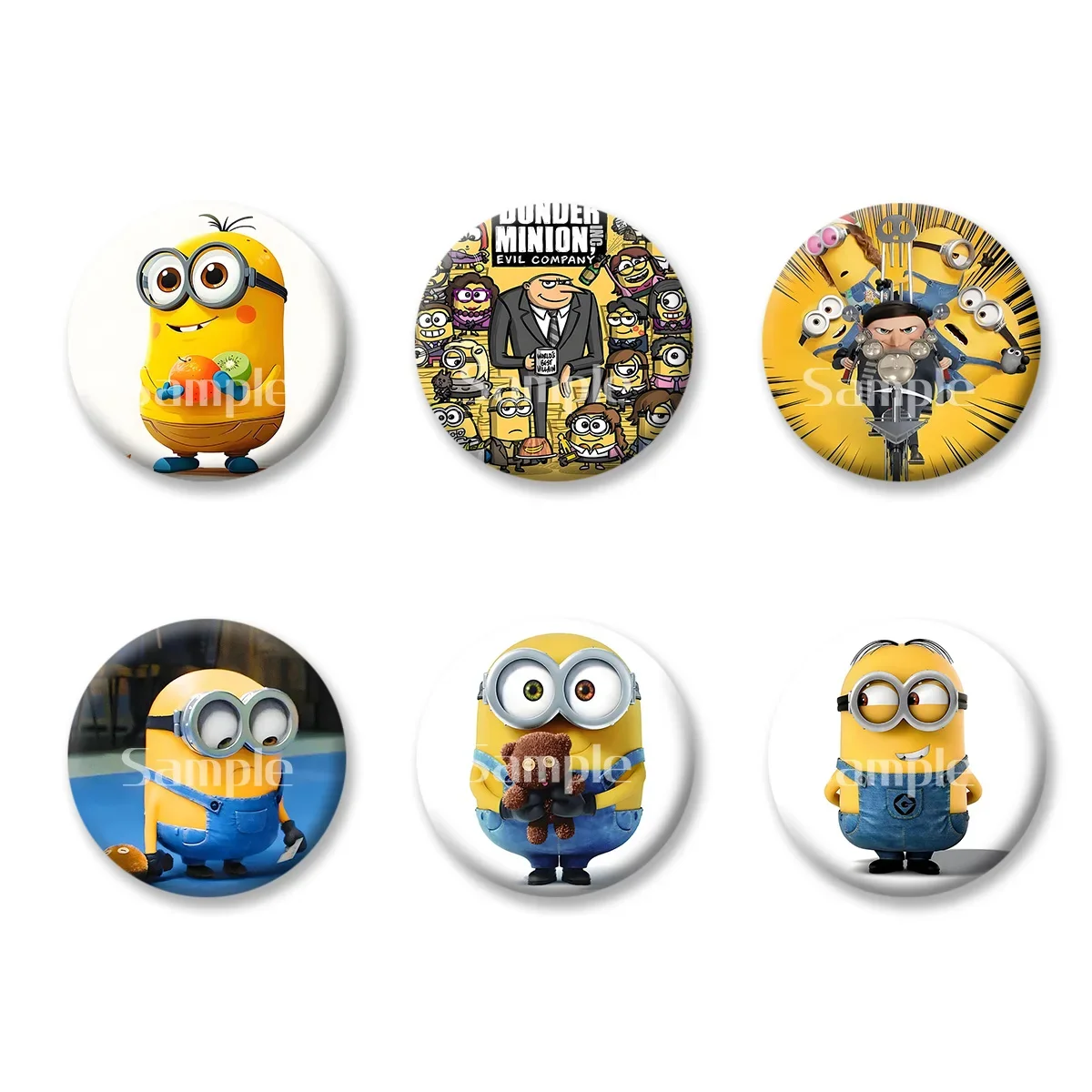 Kawaii Cute Despicable Me Minions Flash Badges Button PinsBrooch Keychains Mirror Fridge Magnet Jewelry Gift for Kids Friends