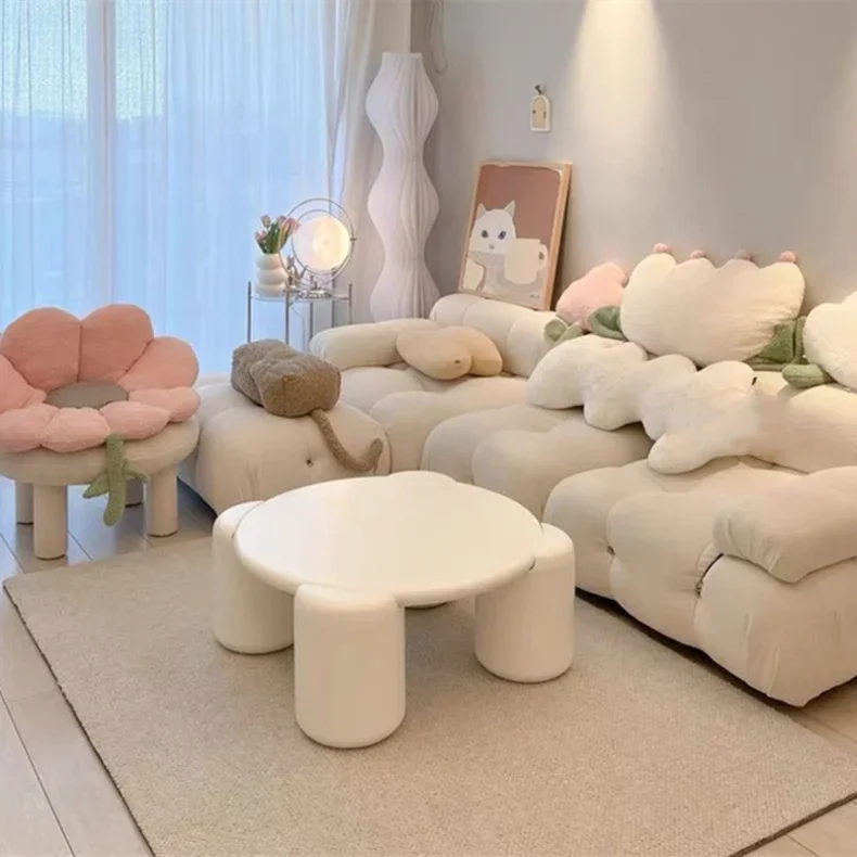 JJnew Round Tea Table Side Table Creative Living Room Cream Tea Table Bed & Breakfast Minimalist Ss 8617