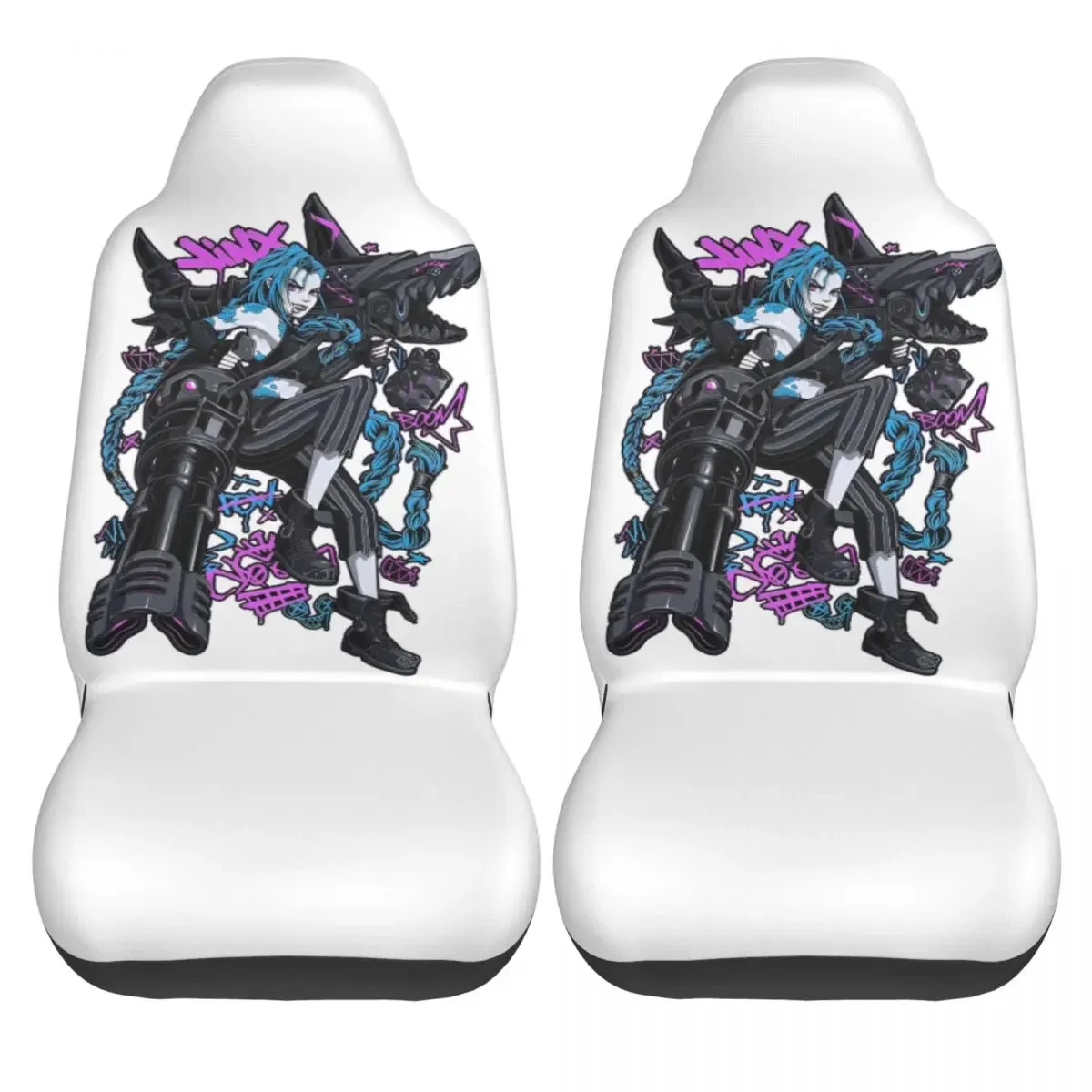 Jinx LOL أنيمي غطاء مقعد السيارة العالمي أربعة مواسم السفر غامضة لعبة وسادة مقعد/غطاء النسيج الصيد #2