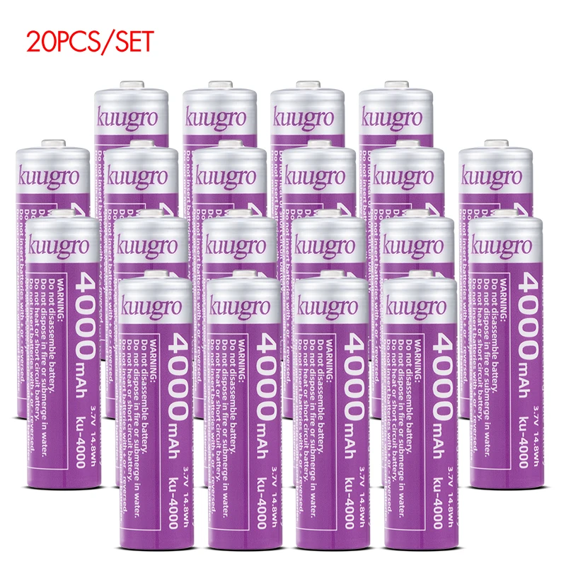 Kuugro ku-4000 puntige batterij 18650 4000 mAh 3,7 V oplaadbare lithiumbatterijen met de hoogste capaciteit 12A ontlading voor zaklamp
