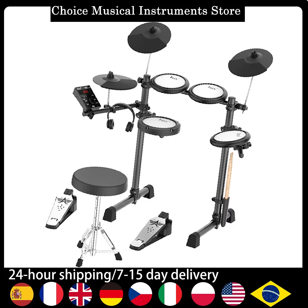 IRIN ND-08 Electronic Drum Kit 5 Drum 3 Cymbal Pro Drum Set Mesh Silicone Bluetooth MIDI Function with Headphones Drum Sticks
