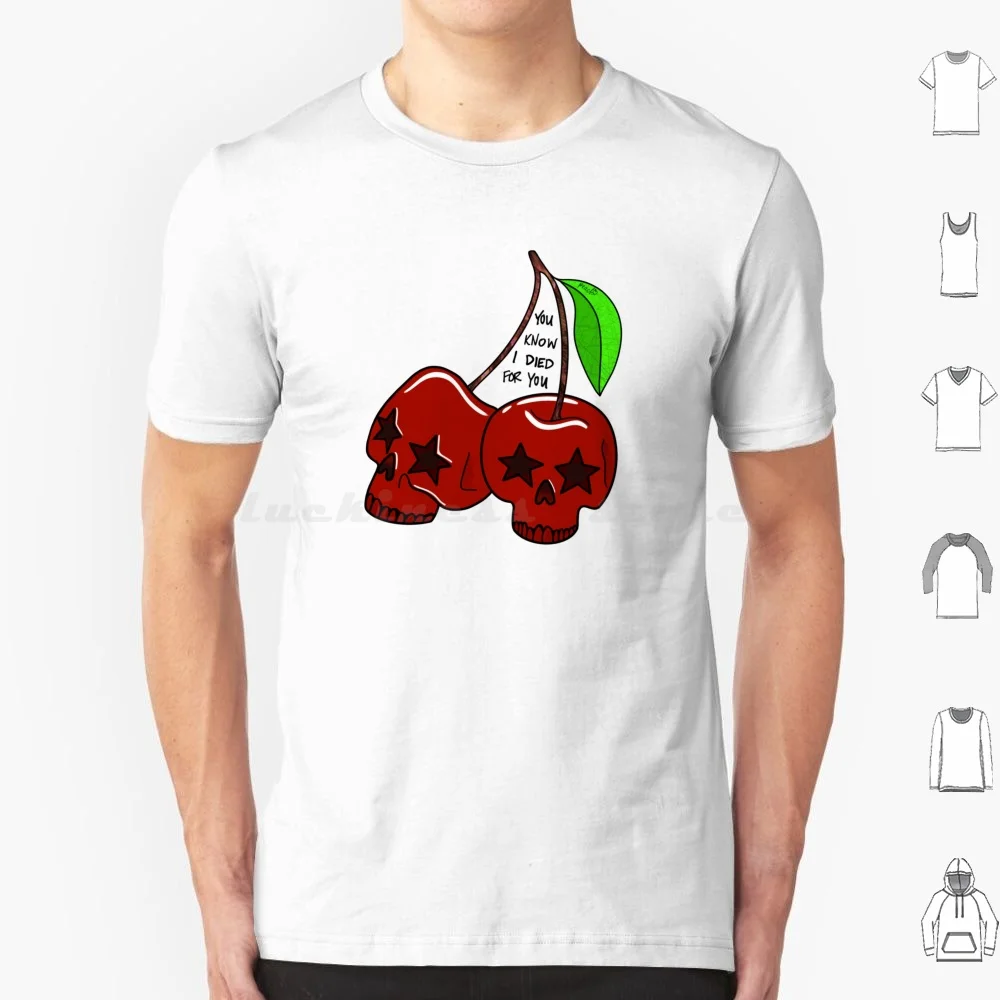 Cherry Red Waterparks T Shirt Big Size 100% Cotton Cherry Red Fandom Waterparks Awsten Knight Cherries Skull Pocketghost13 Sour