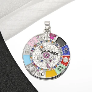 JUYA-18K Royal Gold Bathed Round Opal Shell Pingente, Turkish Greek charms of the Eye of Evil to DIY, Luxury Talisman Pendant, Craft Jewelry Manufacture 8 Main Sales Greek eye necklace - №2