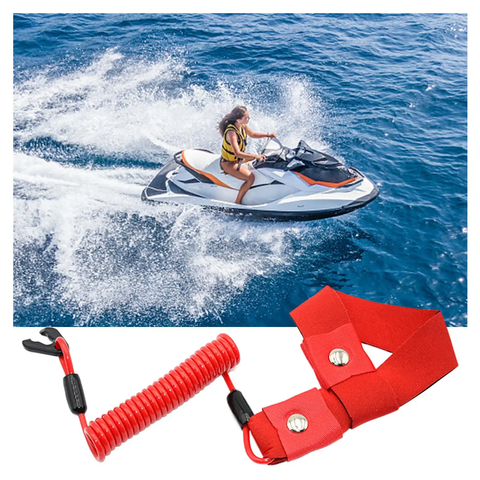 

Engine Stop Switch Key Lanyard Premium Red High Performance Flexible Accessories Safety Lanyard for Outboard Engine Motors