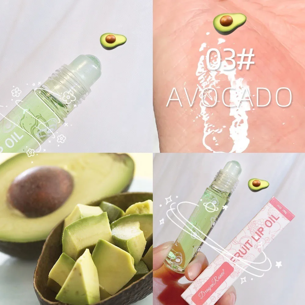 Top Rated Roll-On Lip Oil 2025 New Natural Fruit Avocado Flavor Colorless Transparent Moisturizing Hydrating Nourishing Lip Care