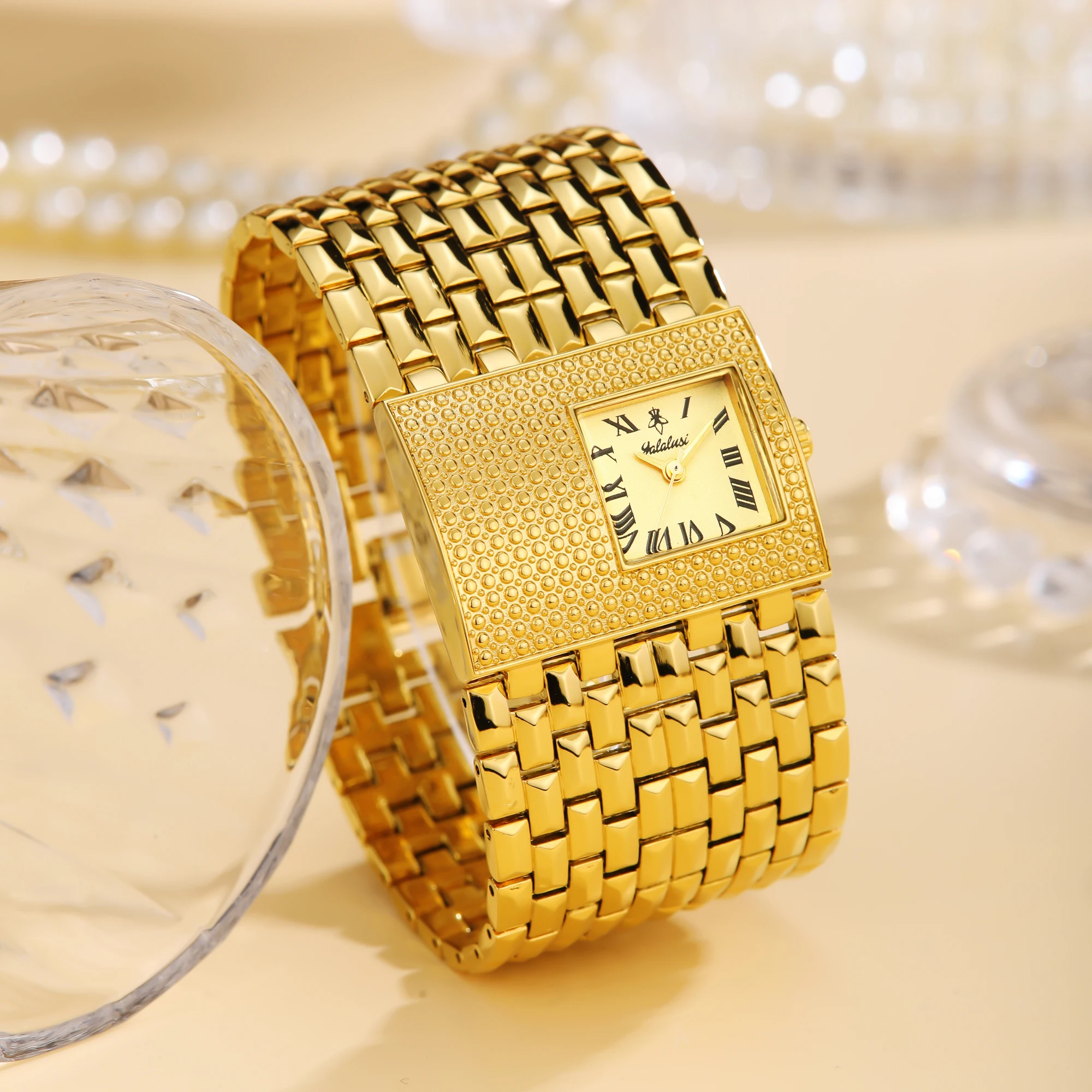 

YaLaLuSi Fashion Waterproof Sport Watch for Men Women 2026 Hot New Sculpted Gold Color Elegant Gorgeous with Box Free Shipping