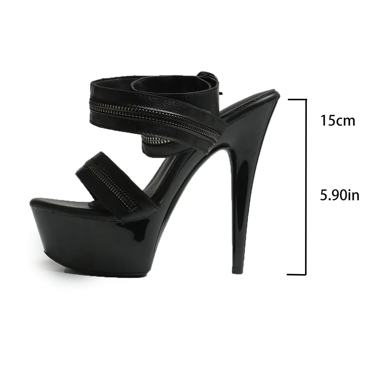 15-20cm High Heel Sandals for women pumps Night Show Fashion sexy Walk Style High Heel Shoes Zipper Decorative Women's Shoes